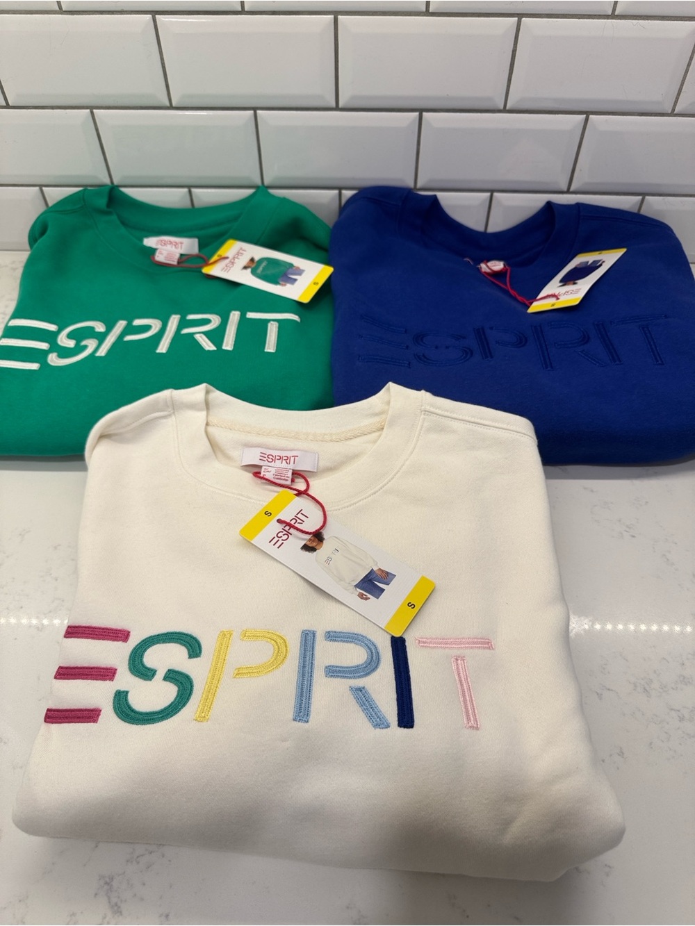 Lot of Esprit sweatshirts Green cream and blue size small